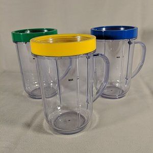 Magic Bullet Blender Replacement Cups w/ Lip Rings Lot of 3